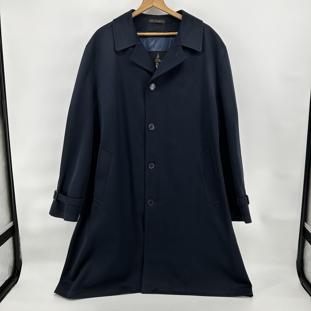 Harbor Master Overcoat Mens 50L Navy Wool Liner Trench Dadcore Coat Made in USA‎